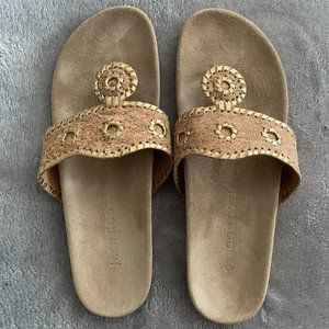 Comfort Jacks, Jack Rogers Sandal, Cork with gold whip stitching, EUC